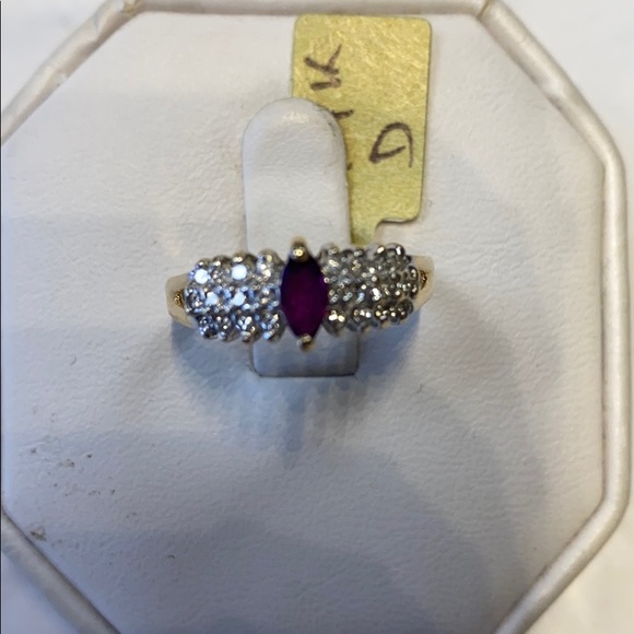 14K yellow gold diamonds ruby ring